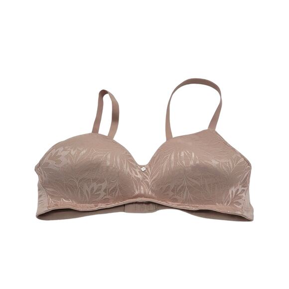 Breezies Beige Floral Lace Seamless Adjustable Wire Free T-Shirt Bra Size 38B - Picture 1 of 7